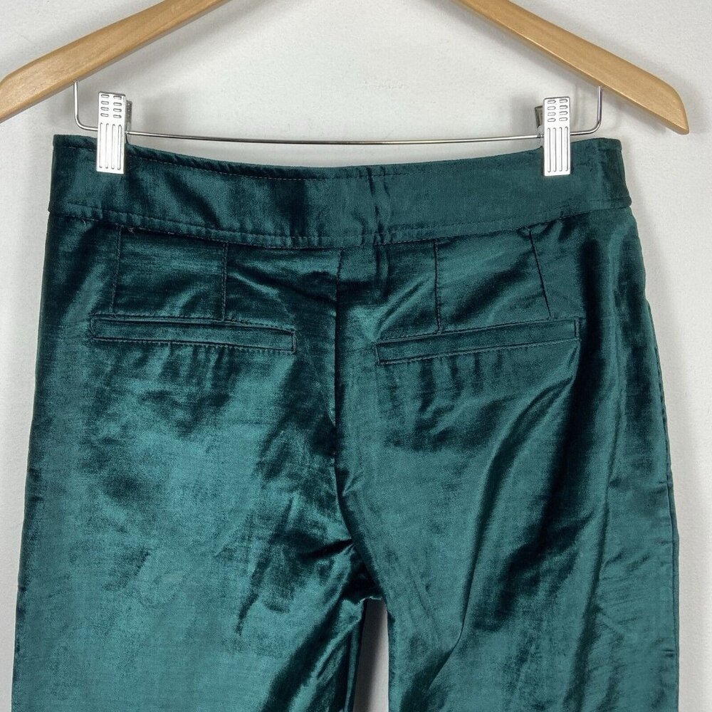 Free People Emerald Green Velvet Sz 4 Walk With You Trouser Flare Pants Mid Rise - Picture 6 of 10